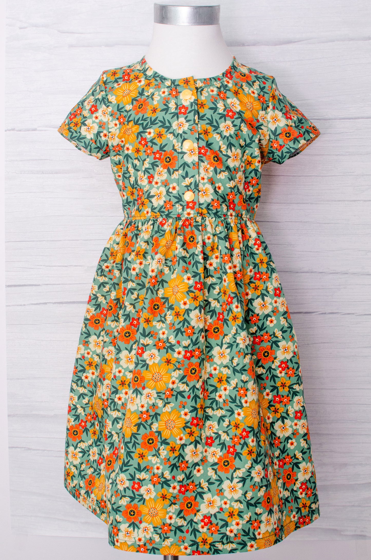 girls dresses, handmade, children's clothing, retro flowers front