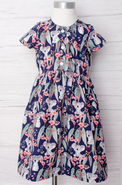 girls dresses, handmade, children's clothing, koala front