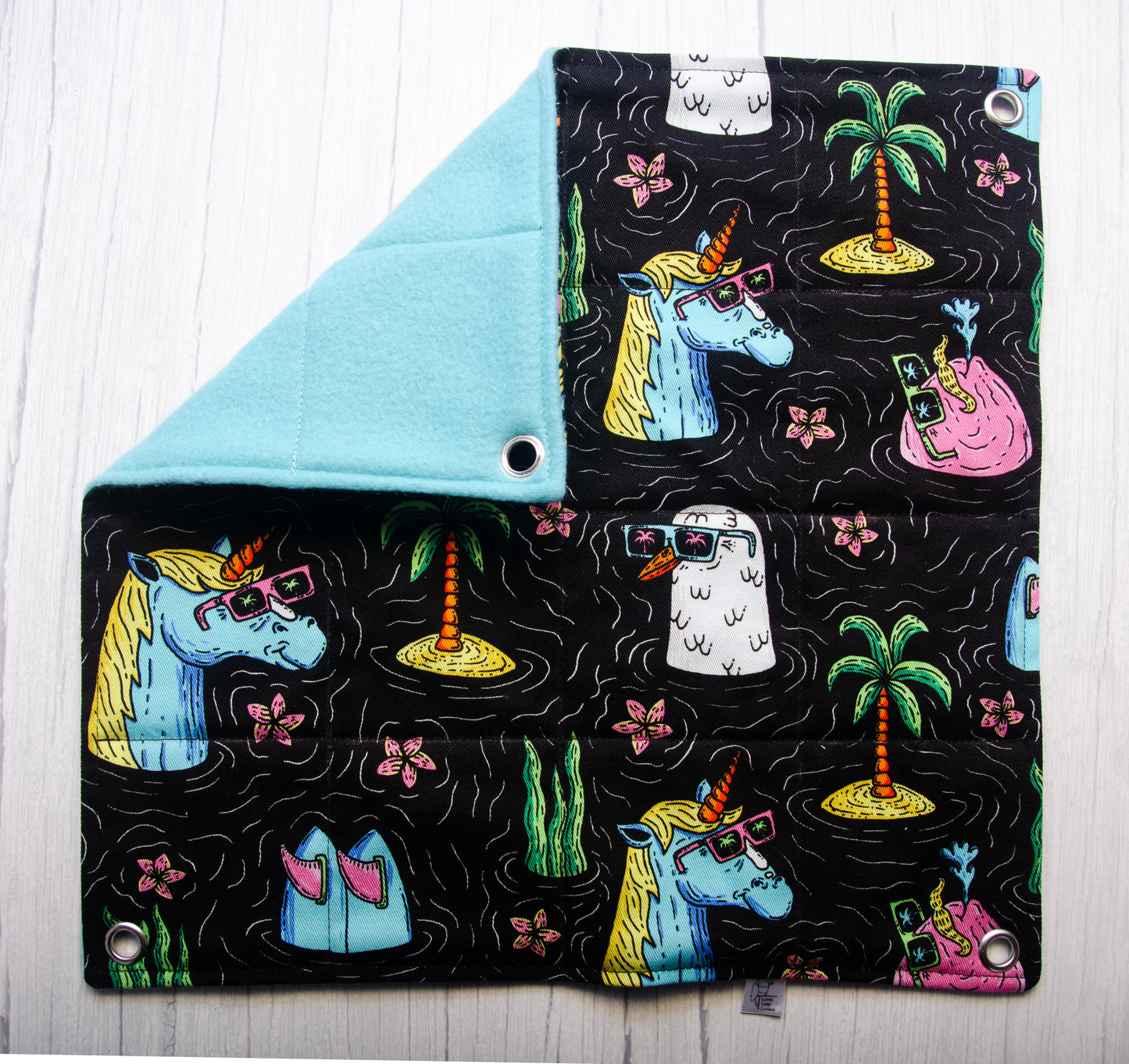 Funky unicorn hammock, flat style, flat lay