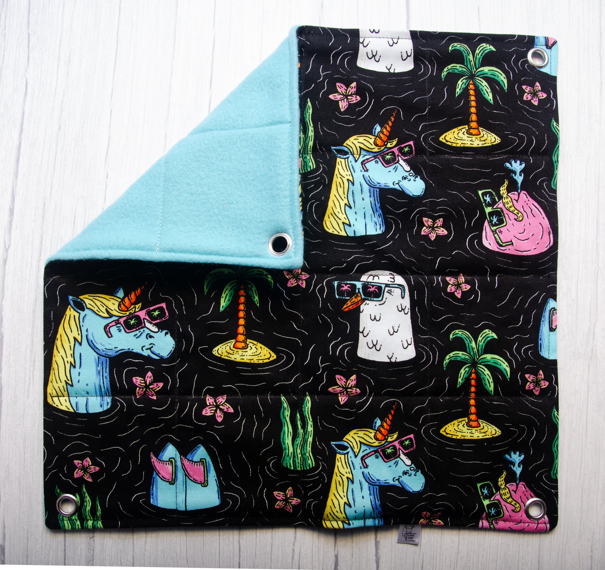 Funky unicorn hammock, flat style, flat lay